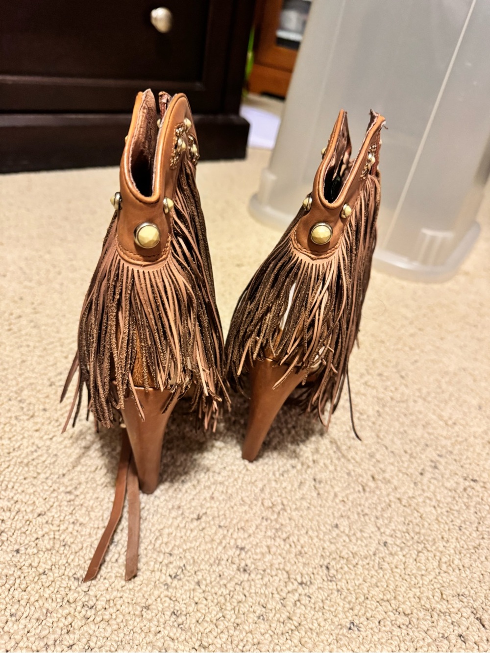 Sam Edelman Brown Fringe Cowhide Ankle Booties - Picture 7 of 7